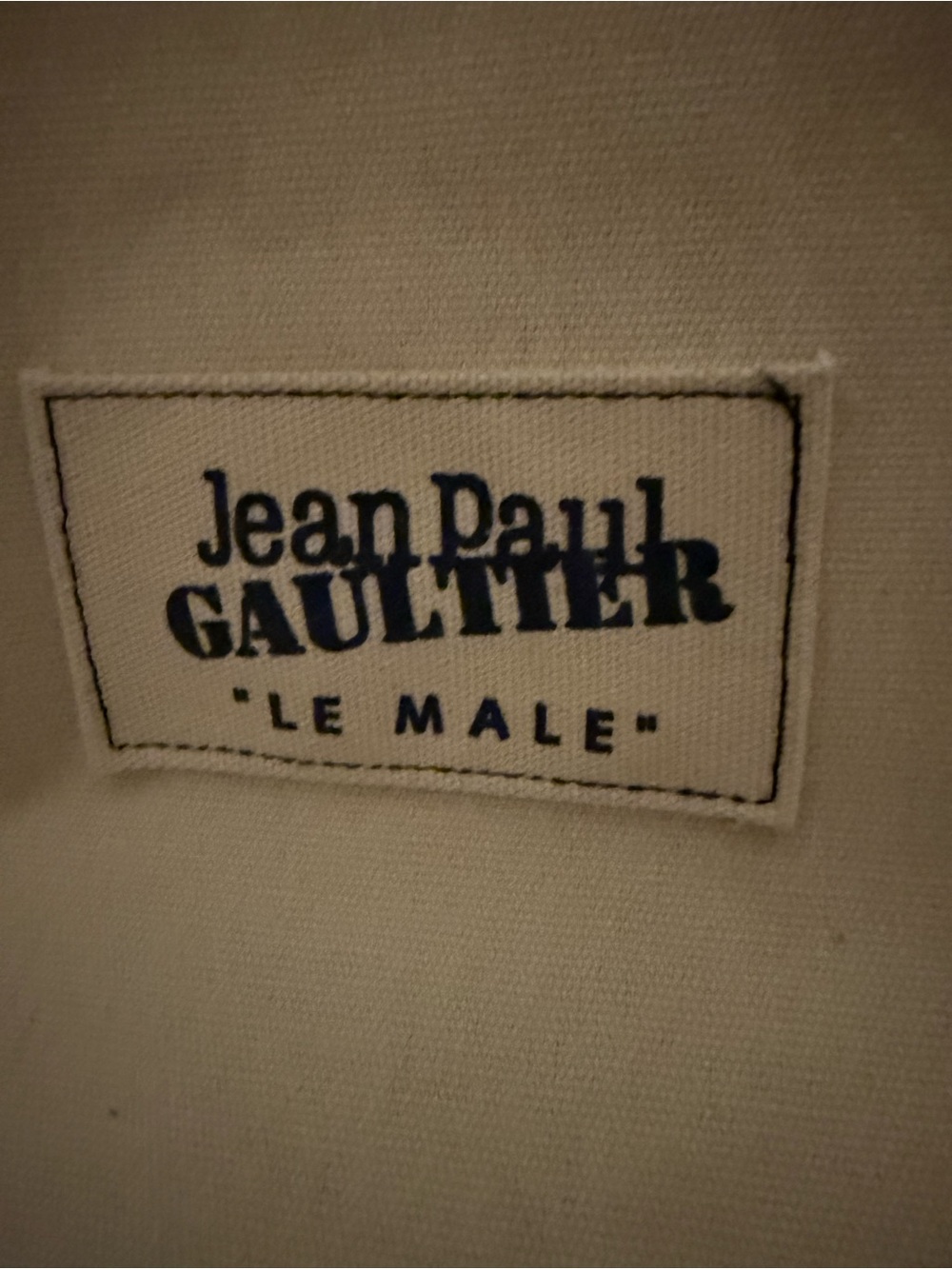 NWOT Jean Paul Gaultier Cream& Blue Striped Le Male Bucket Bag - Picture 3 of 6